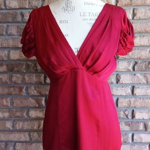 Nanette Lepore 100% Red Silk Blouse Size 8.